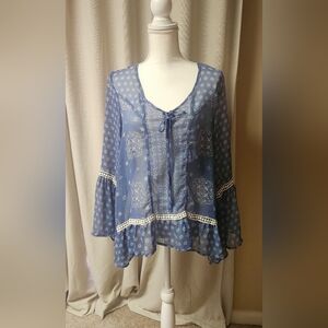 Hint of Mint Blue Floral Blouse